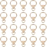 ANATTASOUL 20 pcs Round Spring Snap Hooks Swivel Ring Carabiner Clips Eyelet Swivel Clasps Lanyard Snap Hooks with Key Rings O Rings Buckle for Bags Belts Keychain Purses DIY Accessory (Gold)