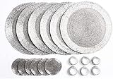 Penguin Home Handcrafted Glass Beaded Round Placemats Set of 18 Silver 32 cm
