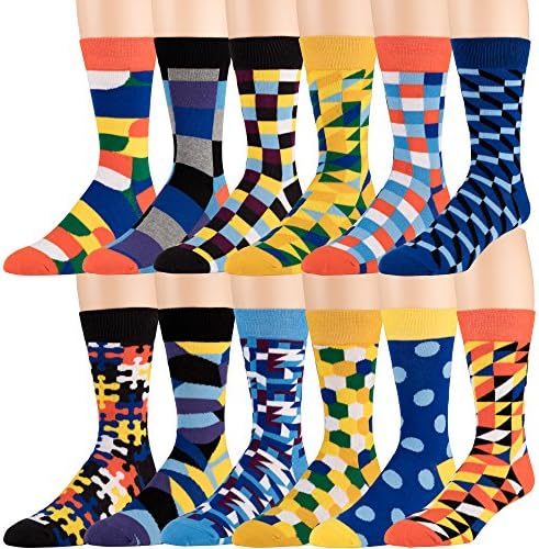 Men’s Dress and Casual Socks - Fun Patterns and Colors - Breathable, Crew, Cotton Blend -by Zeke