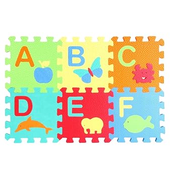 Sampada Synthetics Bazooka 6-inch English Alphabets A - Z and Numbers 1 to 10 Kids Puzzle Play Mats Multicolour Foam with Added Fragrance (36 Pieces)