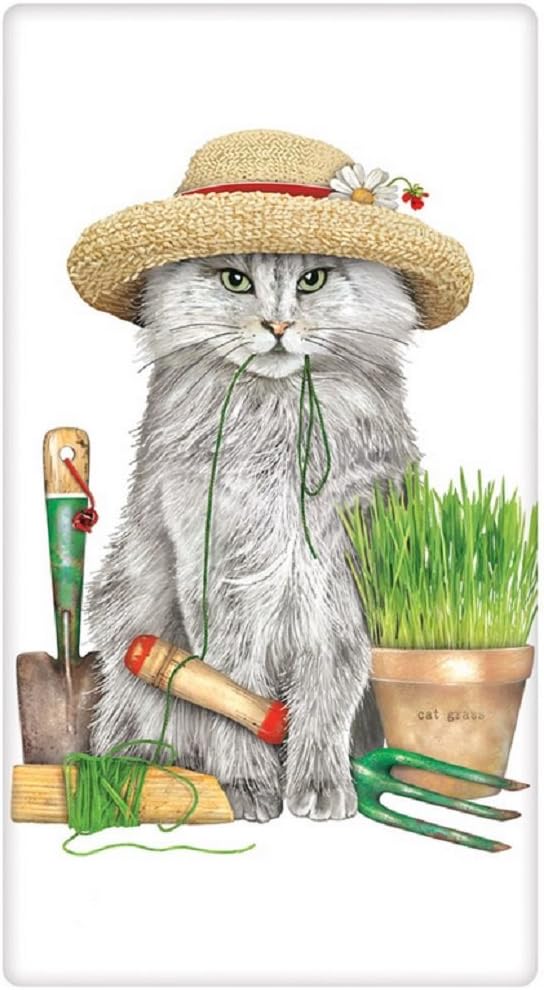 Mary Lake Thompson Flour Sack Towel - Garden Cat in Hat
