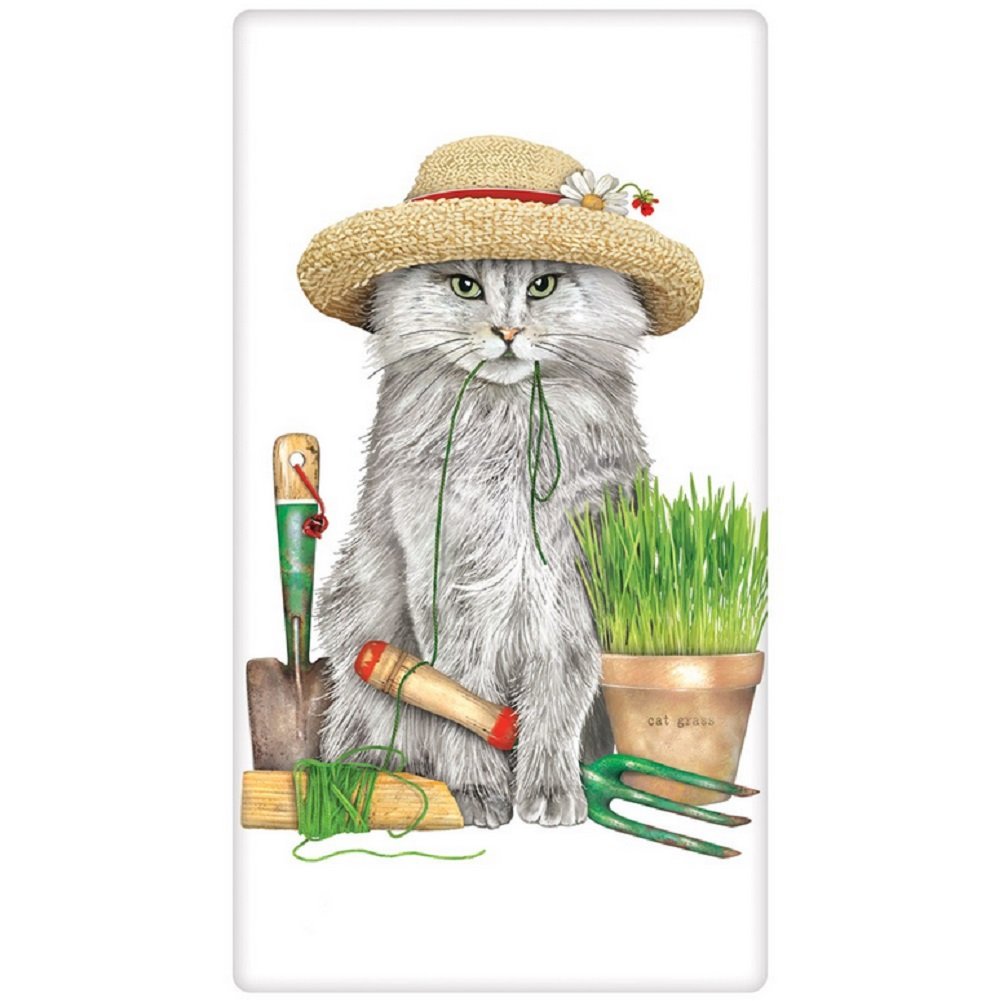 Mary Lake Thompson Flour Sack Towel Garden Cat in Hat