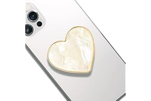 DALSTONE Authentic Natural Sea Shell Mother of Pearl Expandible Collapsible Mobile Phone Grip Stand Holder for Smartphone Tablet Cell Phone Accessory (Creme Heart color)