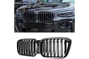 MAXDOM LLC MAXDOM Replacement Front Upper Grill Fit for BMW (2022-2024) X3 G01 X4 G02 LCI – Gloss Black Single Slat ABS Grille