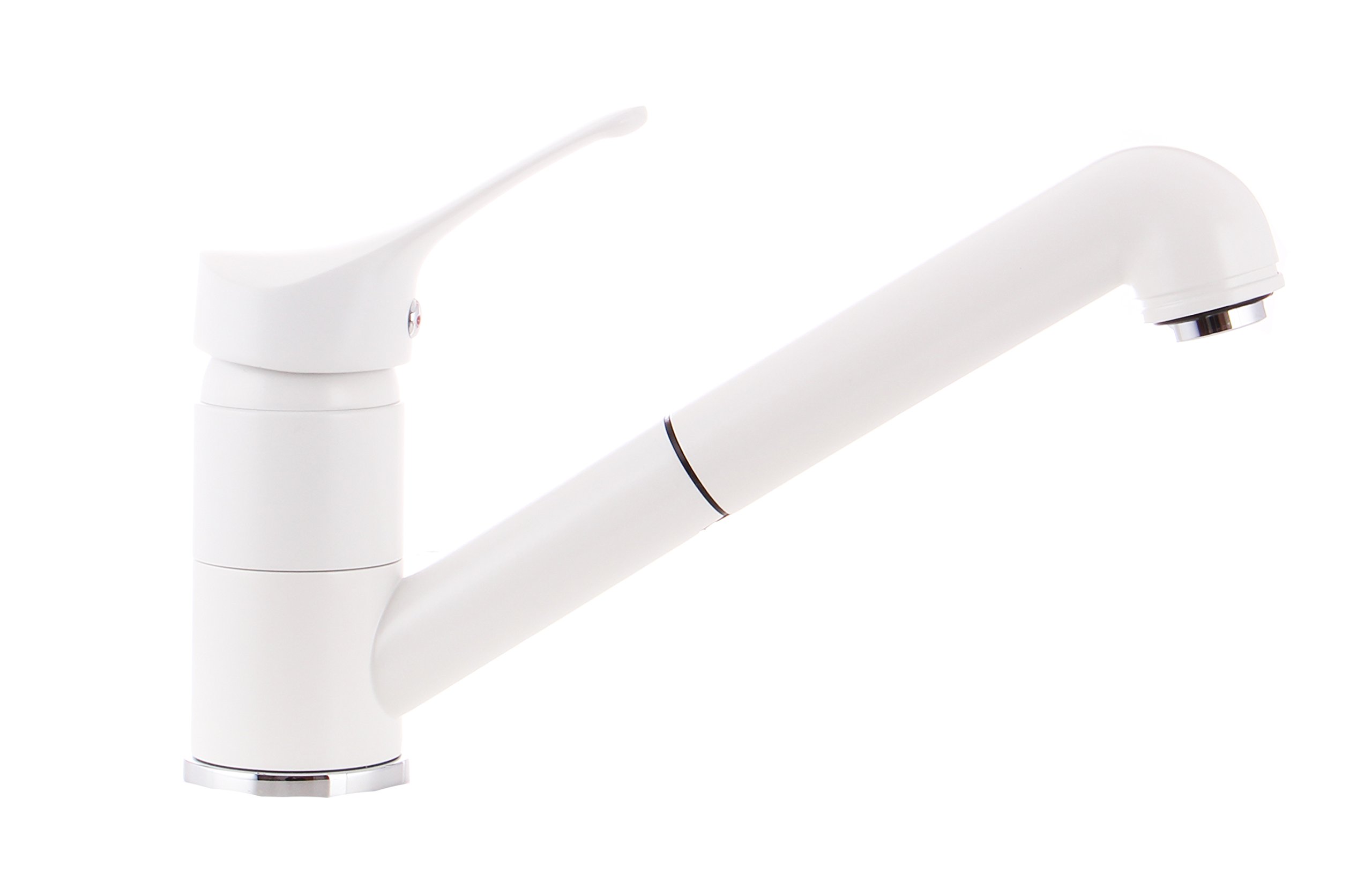 Grünblatt kitchen sink, mixer, tap, hand shower, single lever with extendible dish rinser, matt white