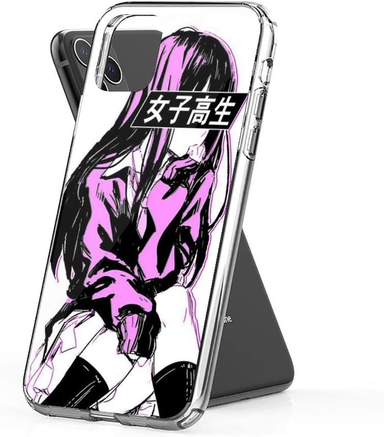 turtleshel Schoolgirl (Pink) - Sad Anime Japanese Aesthetic Case Cover Compatible for iPhone iPhone (11 Pro Max)