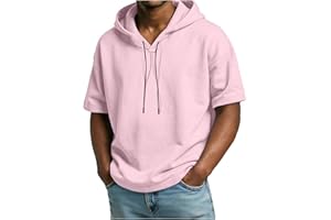 Summer Hoodies for Men Short Sleeve Drawstring Hooded Tshirts Lightweight Breathable Comfy Sweatshirts 2026 Loose Casual Tops