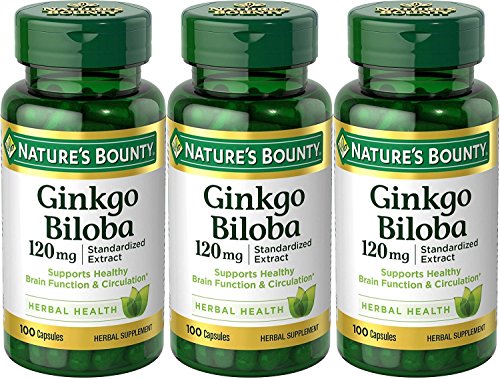 Nature's Bounty Ginkgo Biloba 120mg, 100 Capsules (Pack of 3)
