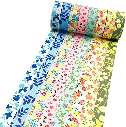 Secret Garden - Floral Washi Tape (set of 8 rolls) flower masking tape for decorating your planner, journal, crafts, and scrapbook