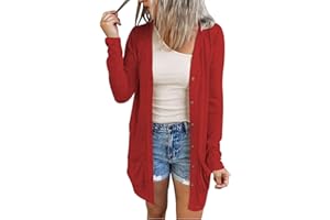 ADJHDFH Long Sleeve Cardigan for Women Fall Open Front Cardigan with Pockets Casual Duster Lightweight Knit Cardigan Sweater
