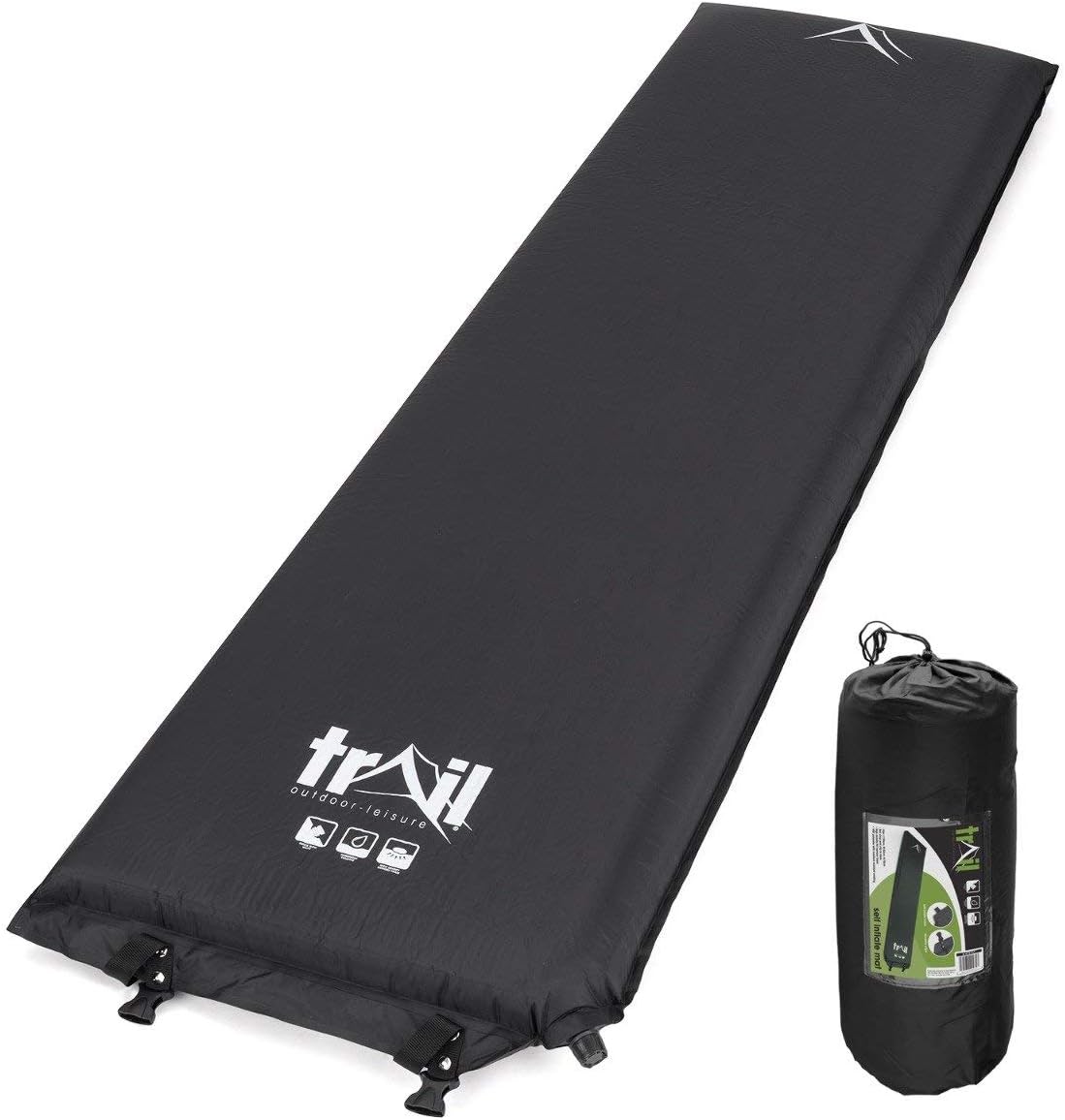 trail outdoor leisure Single Inflatable Camping Mat, Self-Inflating, 10cm Thick Memory Foam, Lightweight Sleeping Mattress, Carry Bag