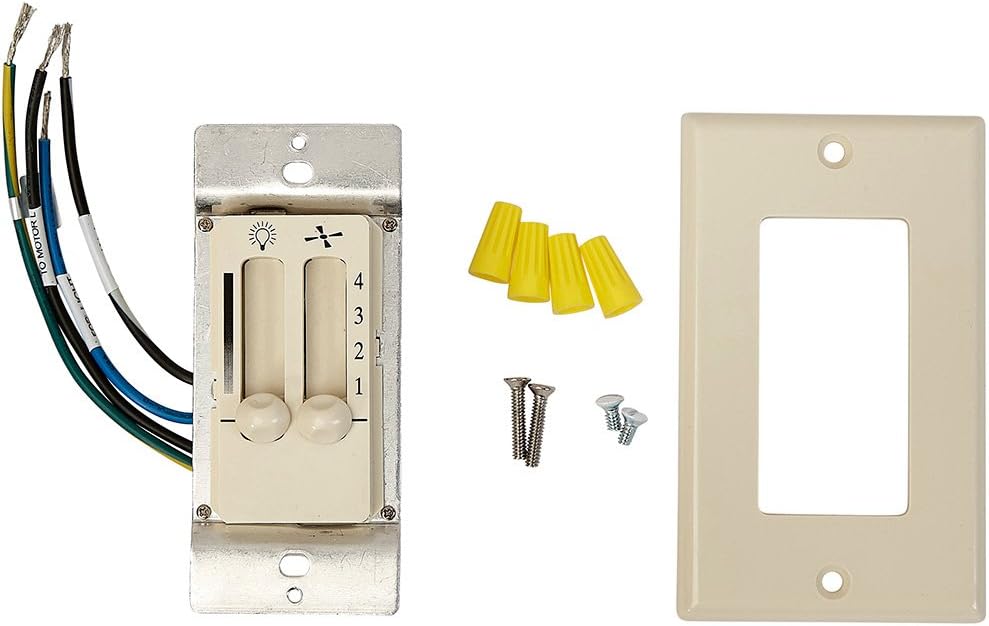 White 4 Speed Ceiling Fan Wall Control with LED Dimmer Light Switch | Wall Face Plate Included: Industrial & Scientific