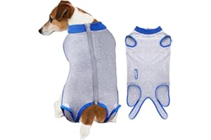 COMFPET Dog Surgery Recovery Suit with Zipper for Male Female, Breathable Dog Onesie for Spay, Neuter, Anti Licking, Skin Conditions, Incontinence, Dog Bodysuit Alternative to Cone E-Collar, Small