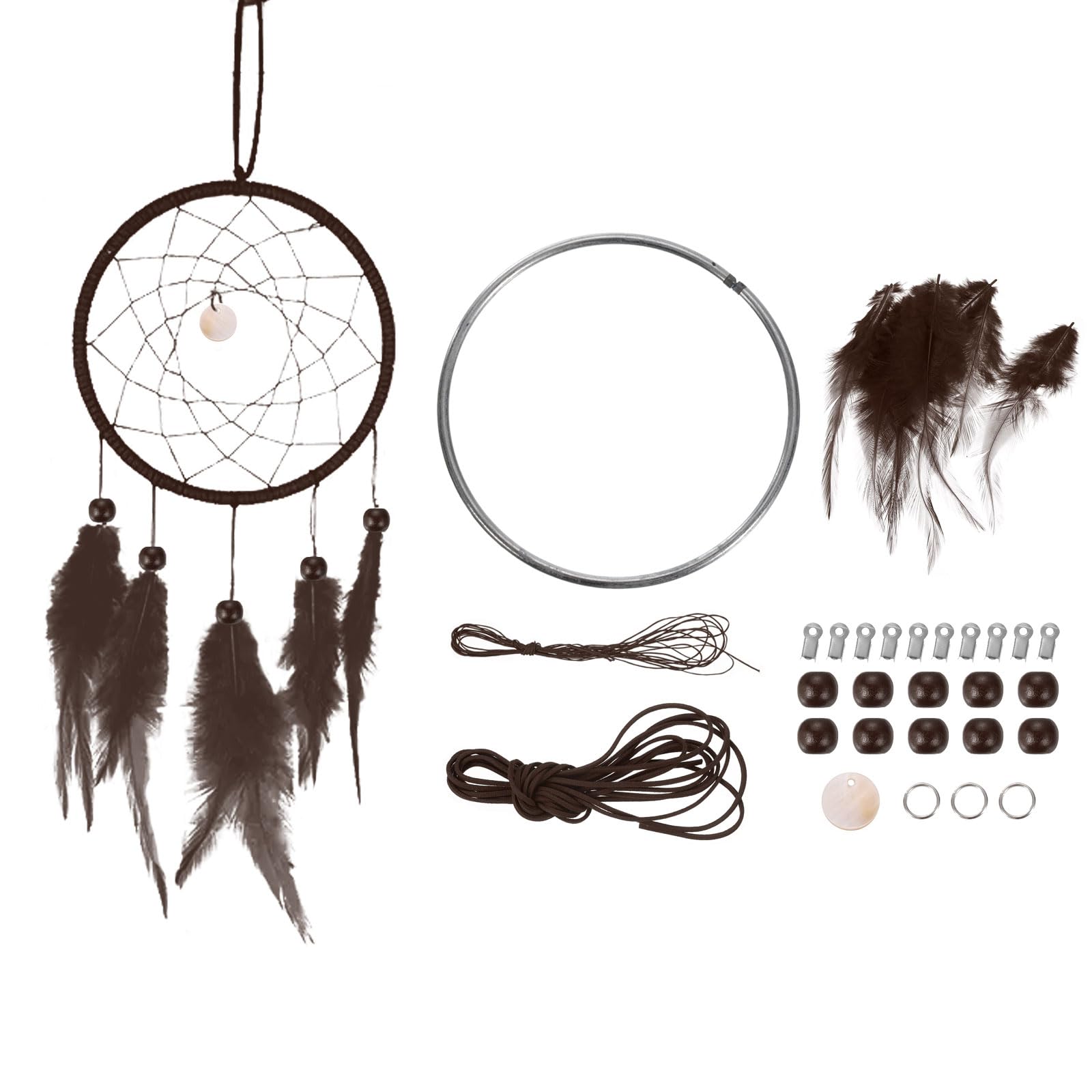 PATIKIL DIY Dream Catcher Kit, Brown, 4.7 Inch, Customizable, Easy to Assemble, Unisex, All Seasons — image 1