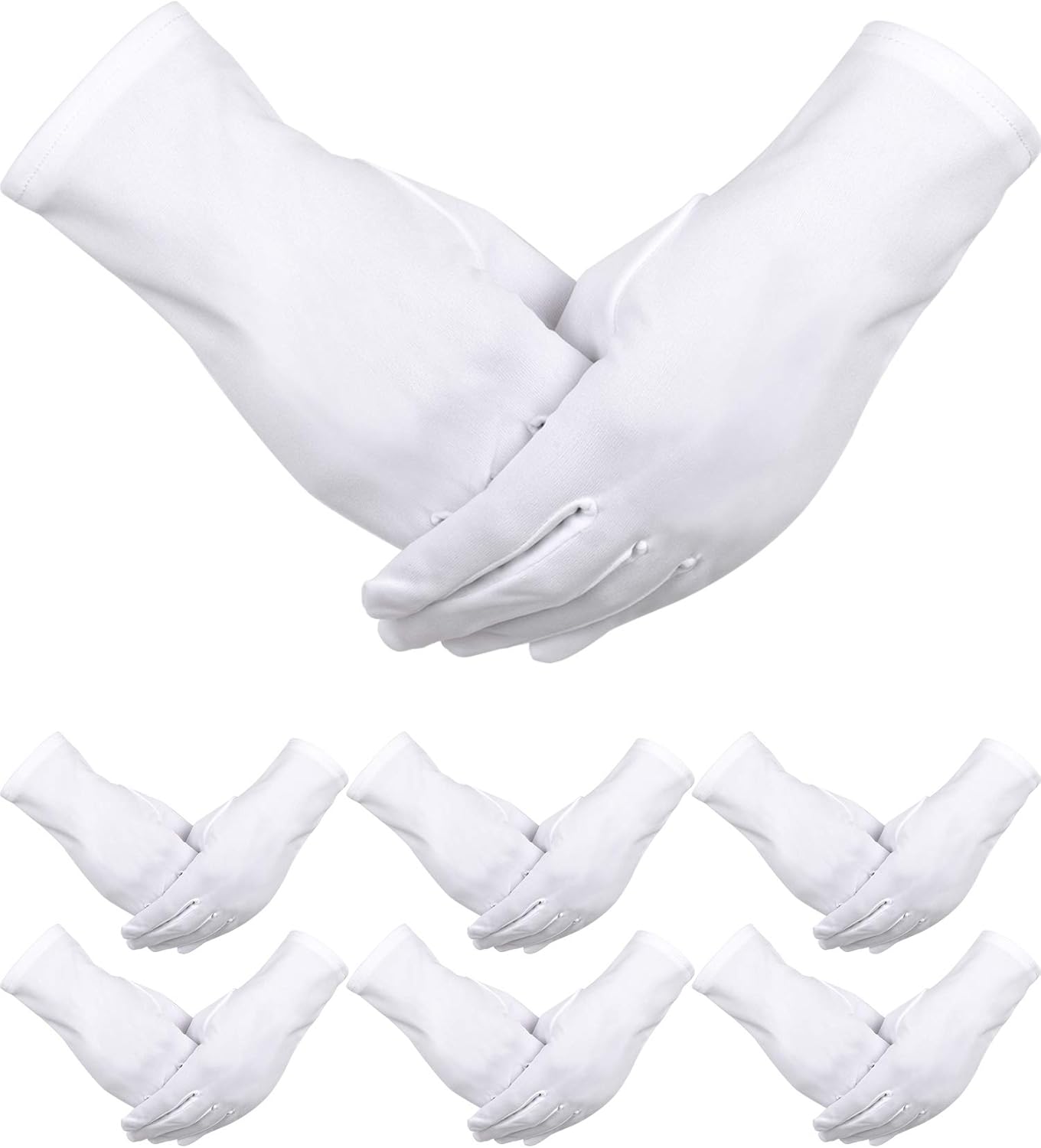 6 Pairs White Nylon Gloves for Police Formal Tuxedo Guard Parade Costume (White): Clothing