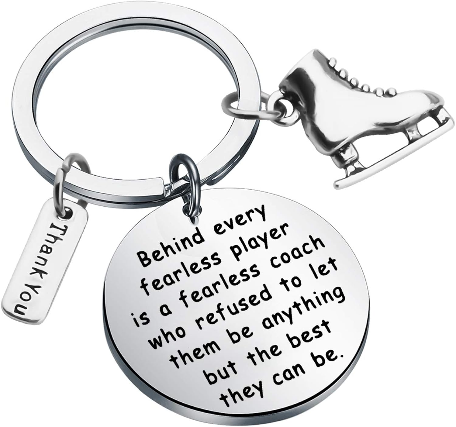 AKTAP Ice Skate Coach Gifts Figure Skating Pendant Keychain Behind Every Fearless Player is A