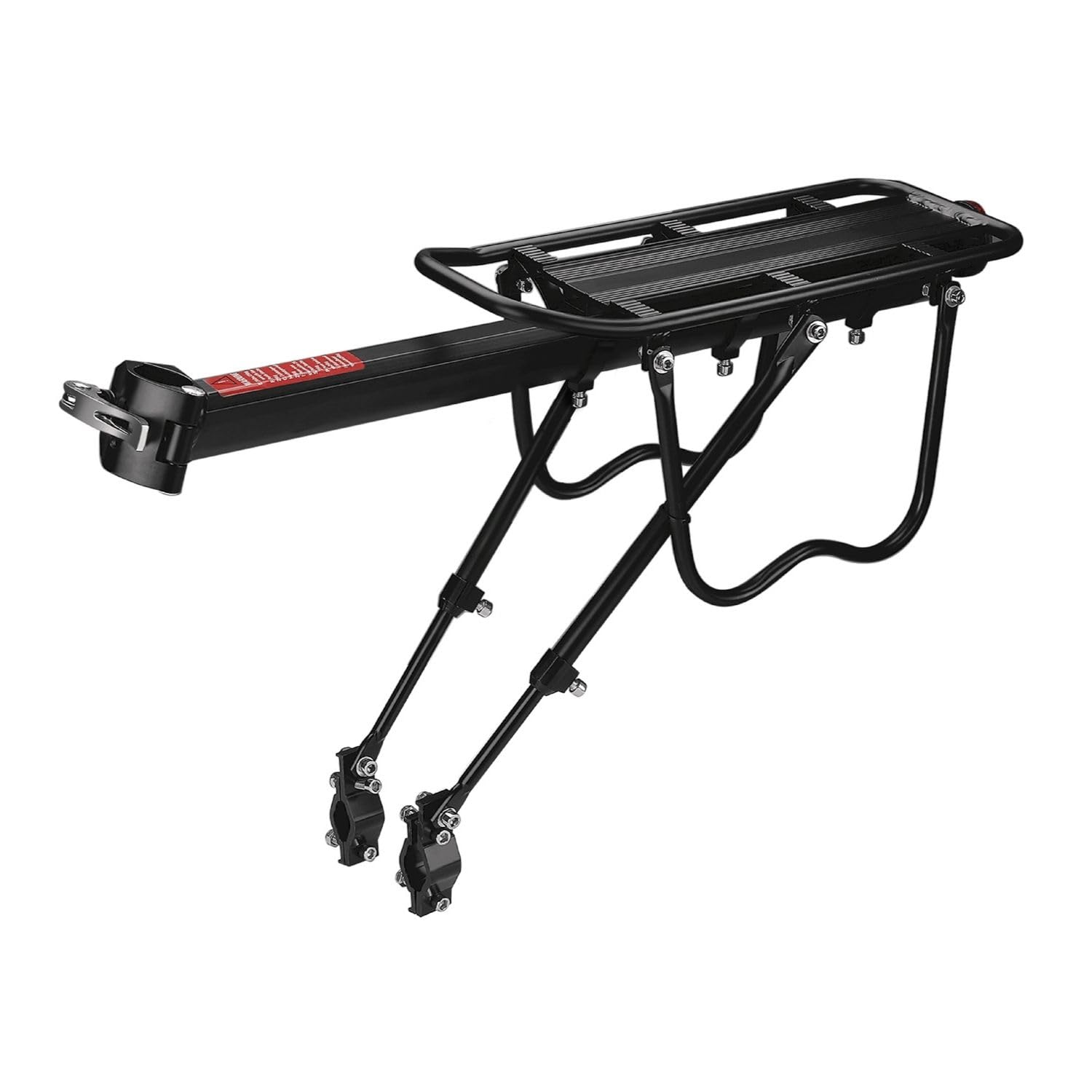 Flexzion Bike Rear Rack Mount - Bicycle Back Seat Pannier Luggage Backpack Cargo Basket Carrier Rack Adjustable Aluminum Alloy For Road Mtb Mountain Folding Bike With Red Reflector 110Lb Capacity