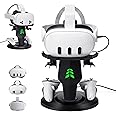 Lampelc VR Charging Stand for Quest 3, Quest 3S, Quest 2 Headset, Controllers Charger and VR Accessories, Headset Charging Dock with LED Lights