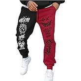 SHENHE Men's Color Block Graphic Sweatpants Drawstring Gym Joggers Pants with Pockets