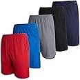 Real Essentials 5 Pack: Men's Mesh Athletic Basketball Shorts Quick Dry Activewear with Pockets