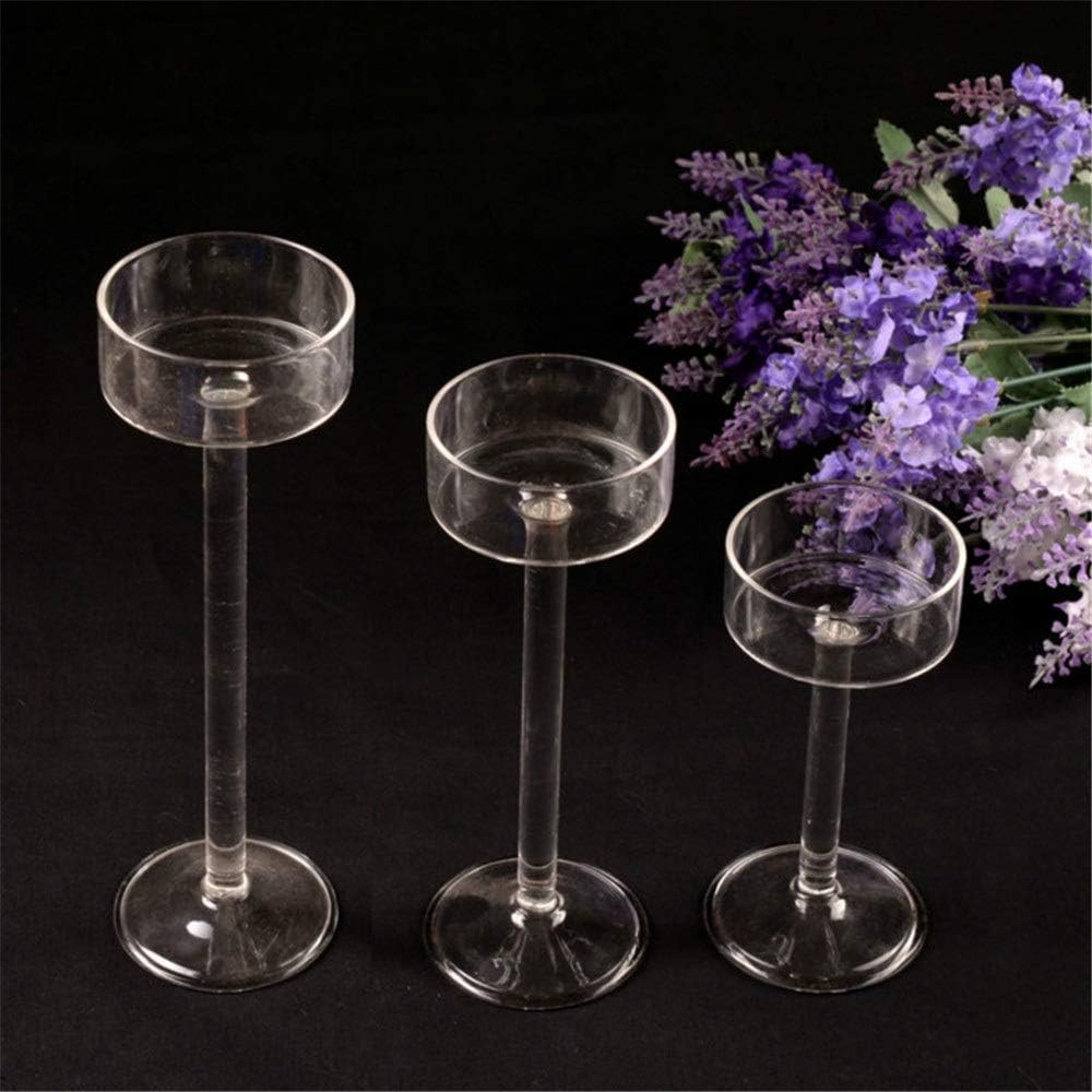 BGROESTHE Candle Holders Set Of 3 Glass Tall Candlestick & Tea Light
