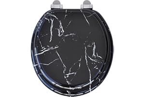 Nastarki Round Toilet Seat, Slow Close Wood Toilet Seats, Wooden Toilet Seats with Strong Alloy Hinges, Easy to Clean, Marble