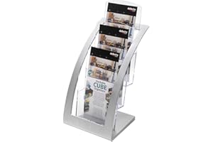 deflecto Three-Tier Leaflet Holder, 6 3/4w x 6 15/16d x 13 5/16h, Silver