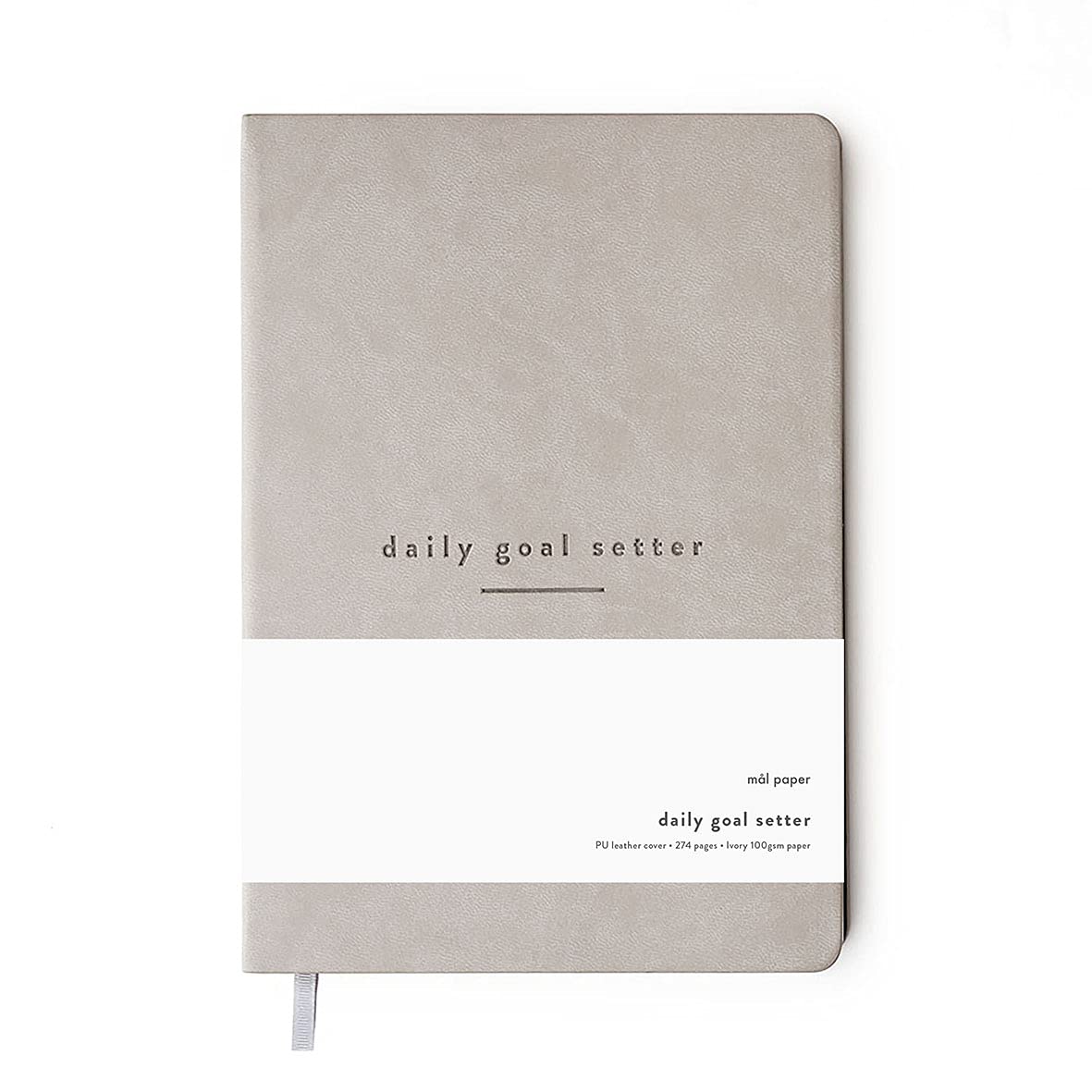 Mal Paper 6 Month Daily Goal Setter - Grey 274 Page Undated Planner | Soft Cover Productivity Diary with Affirmations, Note Pages Weekly & Monthly View | Mindfulness & Wellbeing Manifestation