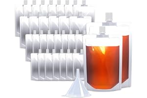 NexLevVac 30PCS 8&16OZ Plastic Flasks,Reusable Drink Pouches with Funnel,Spouted Drinking Bags for Liquid Beverage Juice,Leak-Proof Food Grade for Travel Outdoor Sports Concert Cruise Events