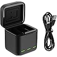 TELESIN Battery Charger for GoPro Hero 12 Hero 11 Hero 10 Hero 9, Triple USB Charging Case with Type-C Cord for Go Pro 12 11 10 9 Camera Accessories