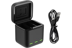 TELESIN Battery Charger for GoPro Hero 12 Hero 11 Hero 10 Hero 9 Black, Triple Slot USB Charging Case with Type-C Cord Batteries Carry Case Fully Compatible with Original Go Pro 12 11 10 9 Accessories