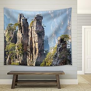 Zhangjiajie National Forest Park at Wulingyuan Hunan China - Fabric Wall Tapestry Home Decor - 51x60 inches