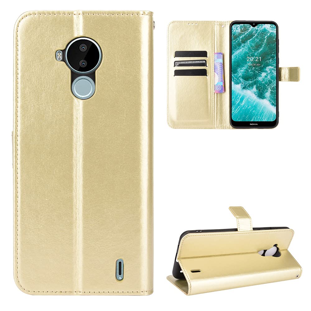 Nokia C30 Case [Wallet Case] [Kickstand] [Card Slots] [Magnetic Flip Cover] Compatible with Nokia C30 Smartphone(Golden)