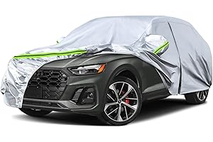 SPORTULI Waterproof Car Covers Replace for 2009-2025 Audi Q5/SQ5, 6 Layers Silver All Weather Custom-fit Car Cover with Zipper Door & Windproof Bands for Snow Rain Dust Hail Protection