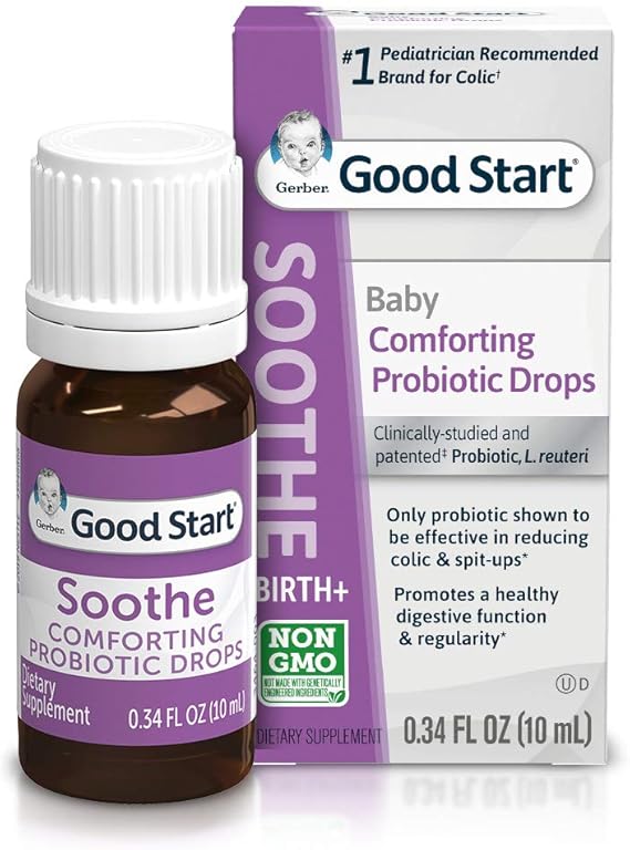 Amazon Com Gerber Soothe Baby Everyday Probiotic Drops For Newborn Infants Baby Toddlers Colic Spit Up Digestive Health 1 Pediatrician Recommended 0 34 Fl Oz Health Personal Care