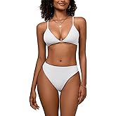 Wizbran Women's High Waisted Bikini Sets Sexy V Neck Push Up Triangle Swimsuits 2 Piece High Cut Bathing Suits