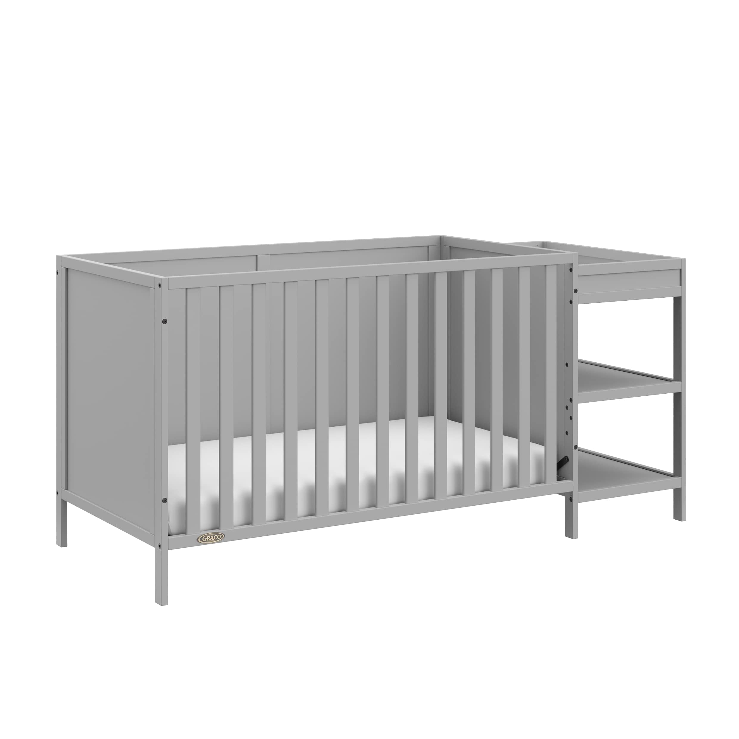 Photo 1 of ***damaged panel***Graco Theo 5-in-1 Convertible Crib & Changer (Pebble Gray) GREENGUARD Gold Certified, Converts to Daybed, Toddler Bed, Full Size Bed, Fits Standard Full-Size Crib Mattress, Adjustable Mattress Height