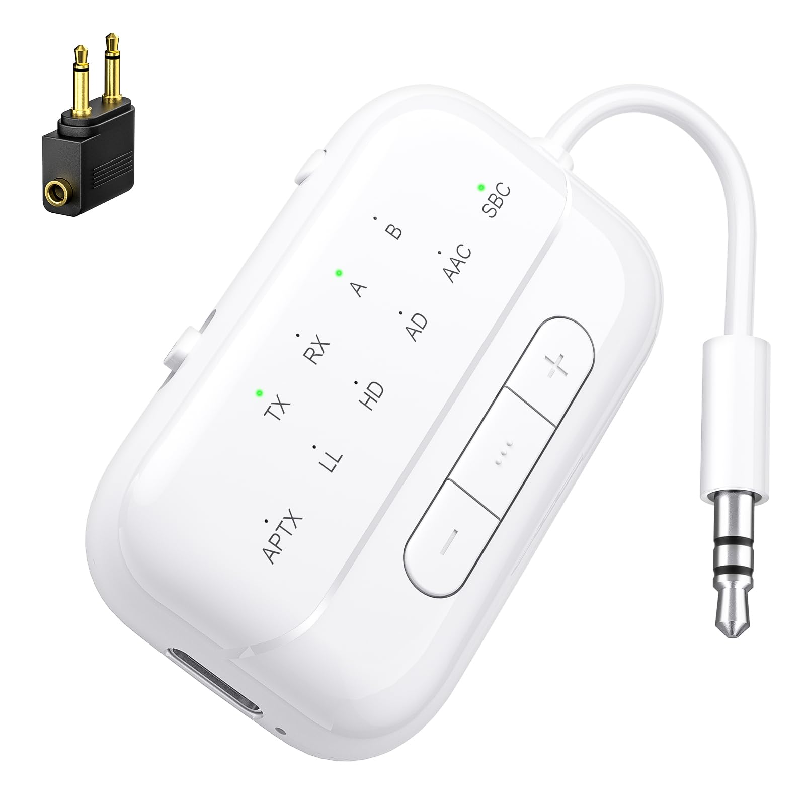 SONRU Bluetooth Transmitter 5.3 Airfly Adapter Flugzeug Gadgets, 2 in 1 Bluetooth Sender Empfänger Aux Klinke 3.5 Audio Adapter für 2 Kopfhörer/TV/Lautsprecher/Home Stereoanlage/Autoradio