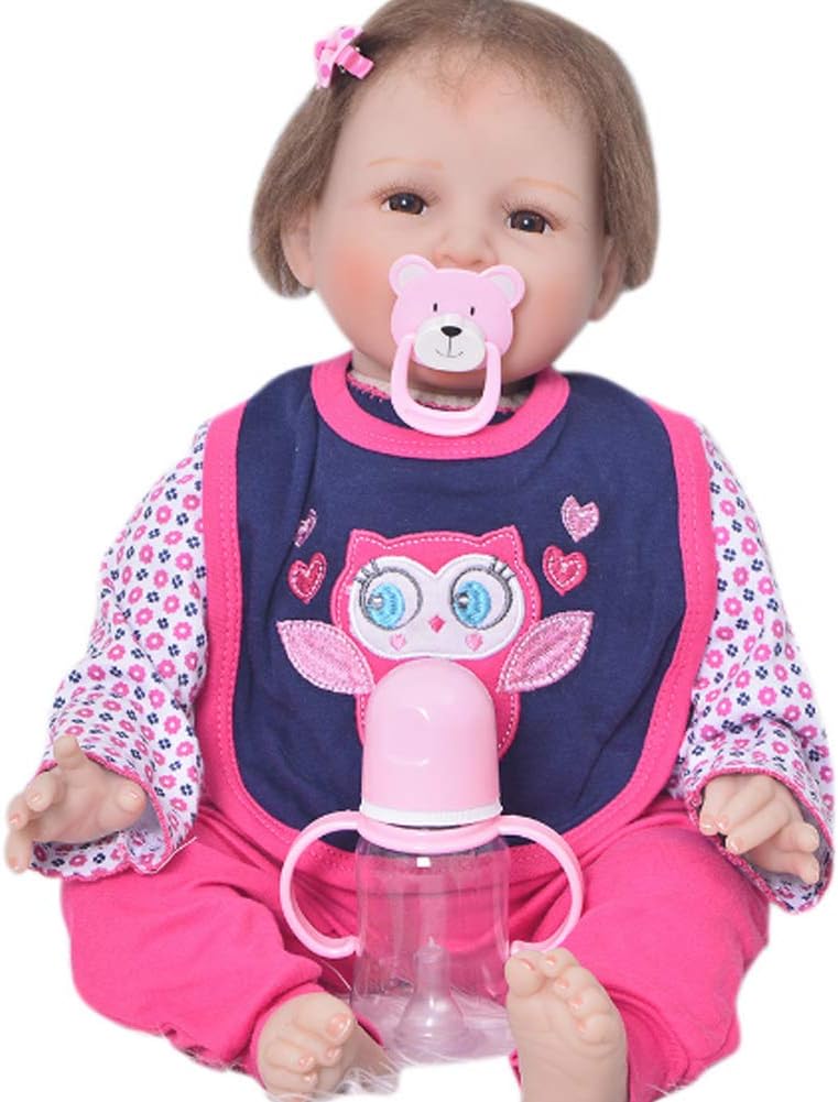 Prezzo JTYX DOLLS 22inch/55cm Rinato Bambola Silicone Morbido Simulazione Bambino Ragazza Regalo di Compleanno per Bambini con Capelli Gialli e Occhi castani (Non Lavabile),Color1,55cm Offerte