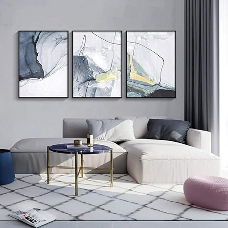 Amazon.com: Pintura moderna en lienzo línea de acuarela Impresiones  Carteles de arte Impresiones Arte Abstracto Pared Pintura en Tinta Cuadros para  sala de Estar Decoración para el hogar 40x60cmx3 Sin Marco: Posters