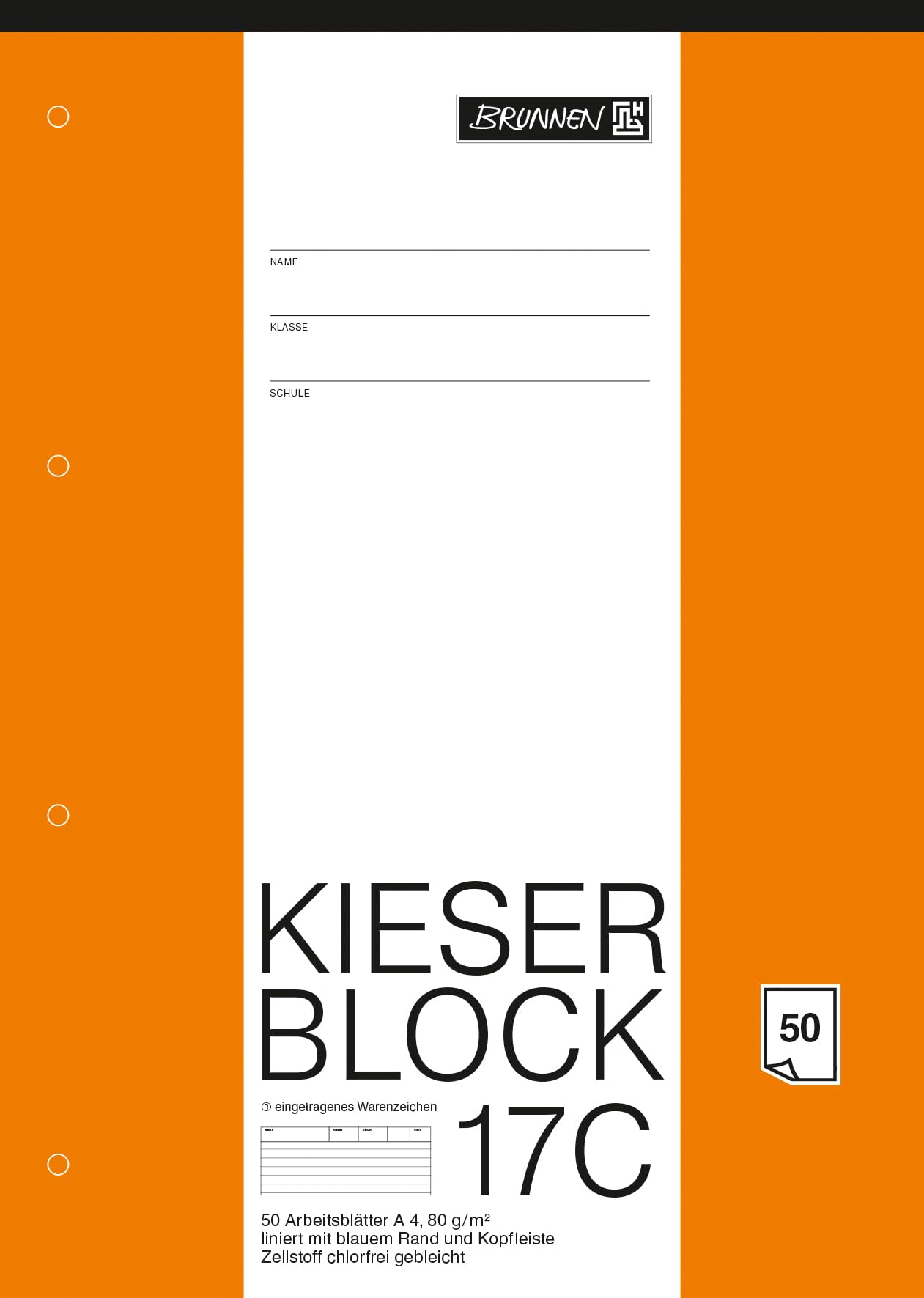 Brunnen Kieserblock Letter Writing Pad A4 Ruled 50 Sheets White