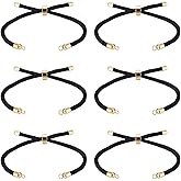 FASHEWELRY 10 Pcs Nylon Twisted Cord Bracelet Making Adjustable Slider Bracelets Nylon Cord Chain Link Bracelet with Golden Brass Findings for DIY Jewelry Making Supplies (Black)