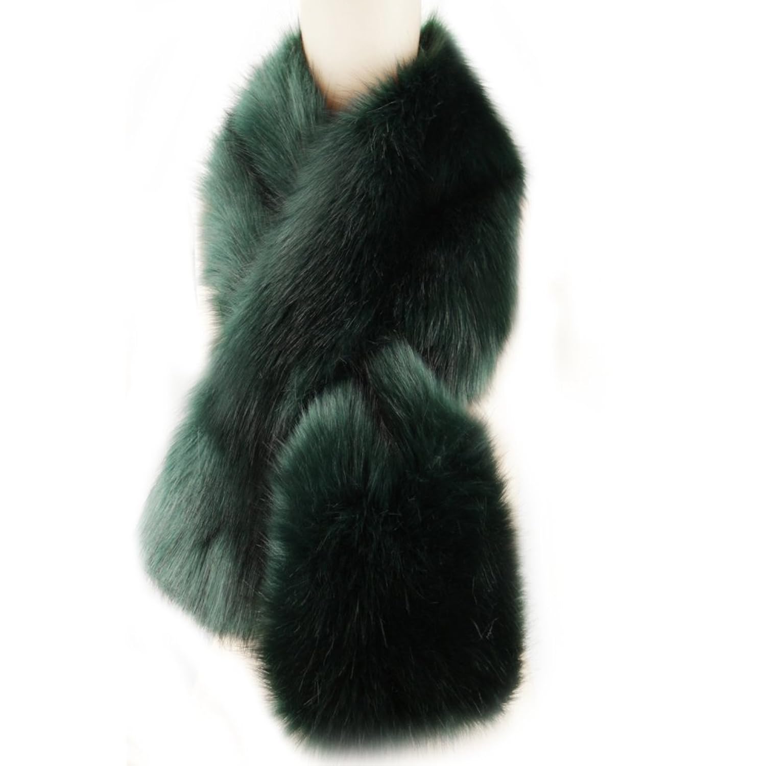 Dikoaina Women's Winter Fake Faux Fur Scarf Wrap Collar Shawl Shrug