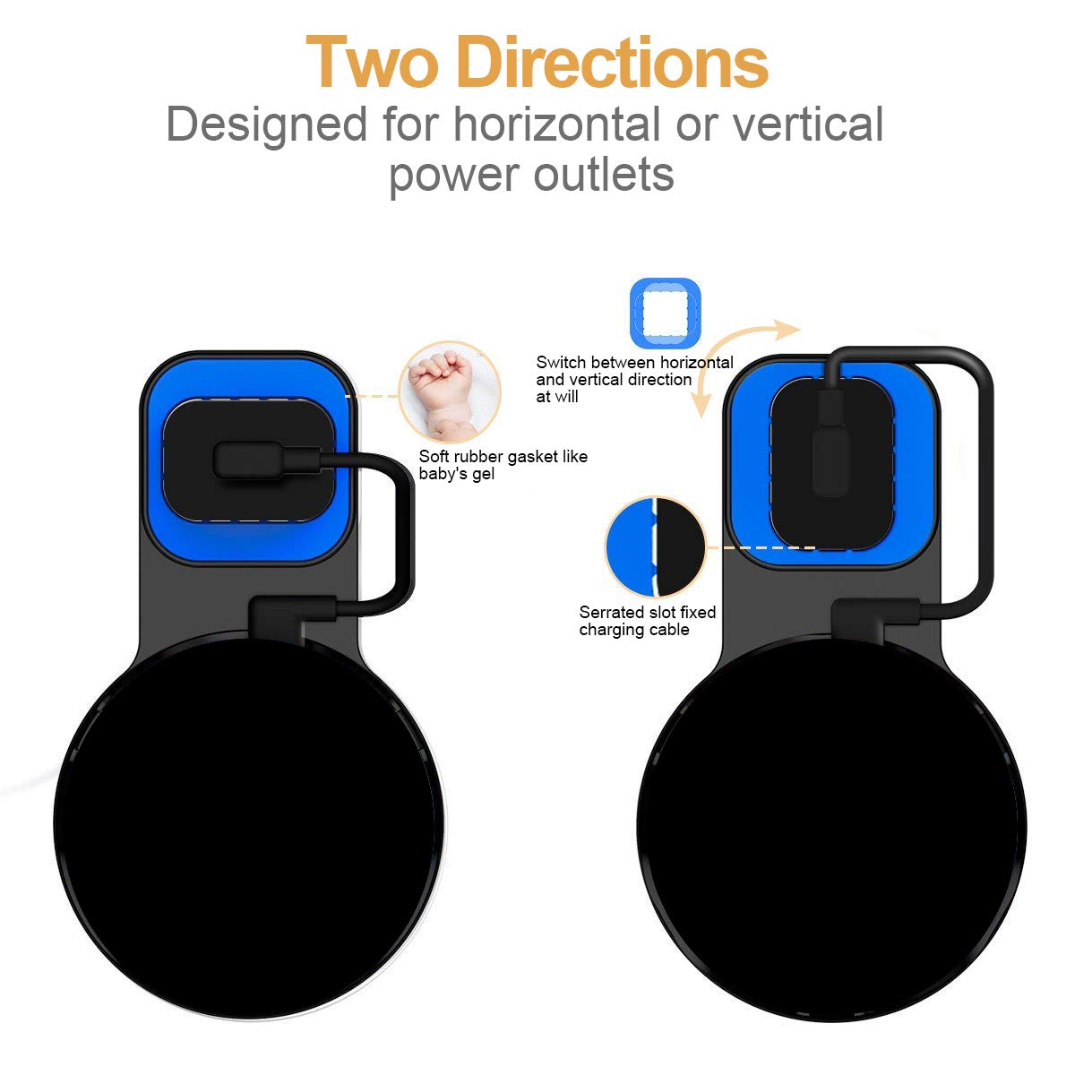 Echo Dot Wall Mount Outlet Hanger - Idealife Speakers Holder for Dot 2nd Generation Speaker Alexia Echo Dot Bracket Plug Mount with Alexa Short Charging Cable, Space-Saving Speaker Hanger (Black)