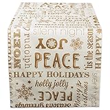 DII 100% Cotton, Machine Washable, Printed Metallic Table Runner For Parties, Christmas & Holidays - 14x108