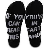 PXTIDY 2 Pairs Novelty Fart Meaning Socks If You Can Read This You're In Fart Range Novelty Socks Funny Fart Zone Gag Gift