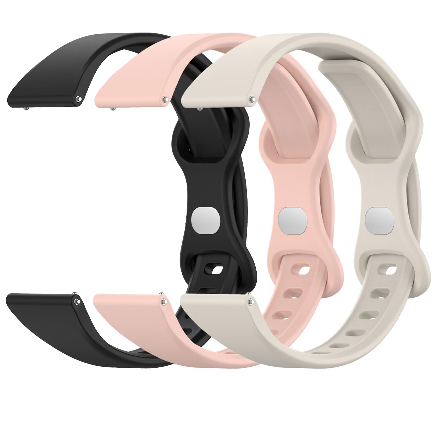 Lzwldan 3 Pack Slim Silicone Watch Bands, 18mm 19mm 20mm 22mm Quick Release Band Soft Sport Strap Replacement Wristbands for Women Men