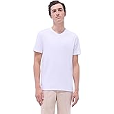 Bugatchi Holden Pima Cotton V-Neck T-Shirt, White, Machine Washable (US, Alpha, Large, Regular, Regular, White)