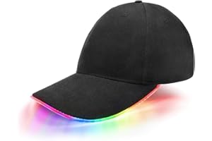 JIGUOOR LED Hat Light Up Baseball Cap Flash Glow Party Hat Rave Accessories for Festival Club Stage Hip-hop Performance