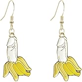 JDONL Cute Peeled Banana Earrings for Women Alloy Oil Dripping Fruit Food Earrings Party Jewelry